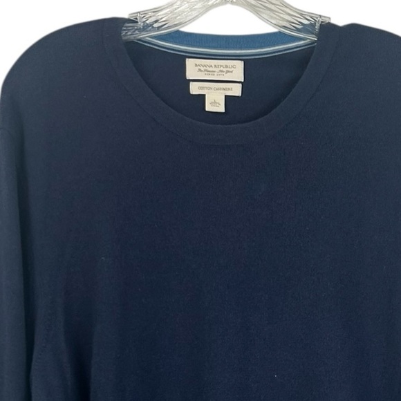 Banana Republic Blue Cotton Cashmere Blend Long Sleeve Lightweight Sweater Large - Picture 5 of 13
